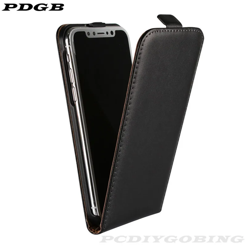 PDGB чехол из натуральной кожи для iPhone X XS Max XR телефона Вертикальный флип 4 5 6 6s Plus 7 8