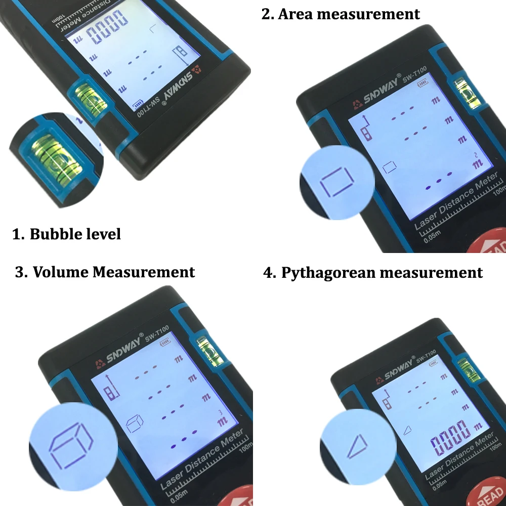 Лазерный дальномер SNDWAY T100 100 м футов|trena laser|laser distance meter rangefinderlaser |