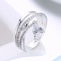 unique design jewelry silver color ring white cubic zirconia gift party wedding rings for women ar2135