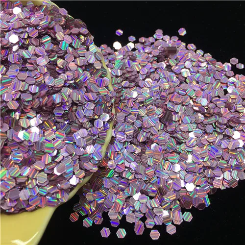 5500pcs 3mm Glitter Sequins PVC Laser Hexagonal Sequins for Crafts Paillette Sewing Decoration DIY Clothing Accessories - Цвет: Laser Pink