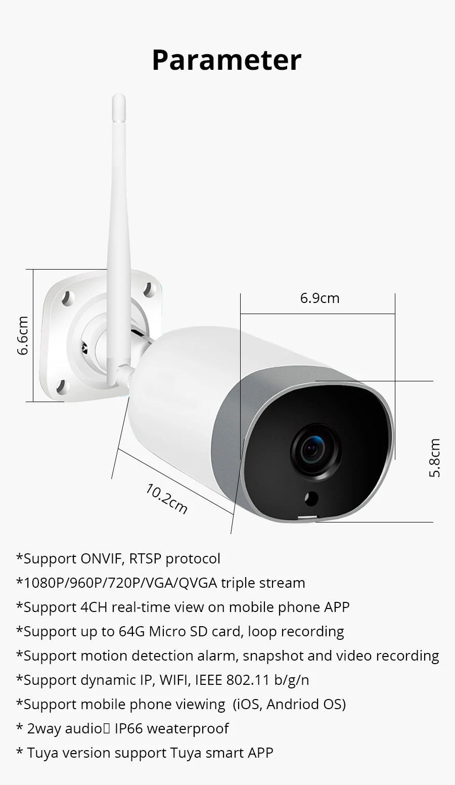 WiFi беспроводная уличная камера, совместимая с Alexa Echo Show, умный дом, камера безопасности, водонепроницаемая