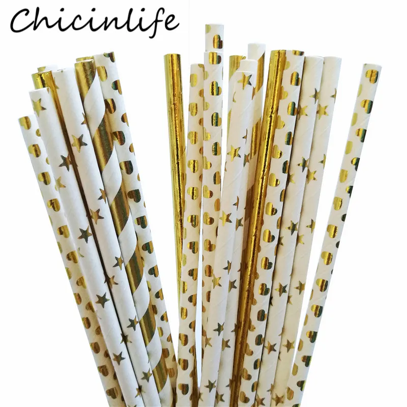 Chicinlife 25 шт. Mixcolor сердце соломинки с звездными рисунками девичник день рождения обручение свадебный душ Свадебные питьевой соломинки Декор