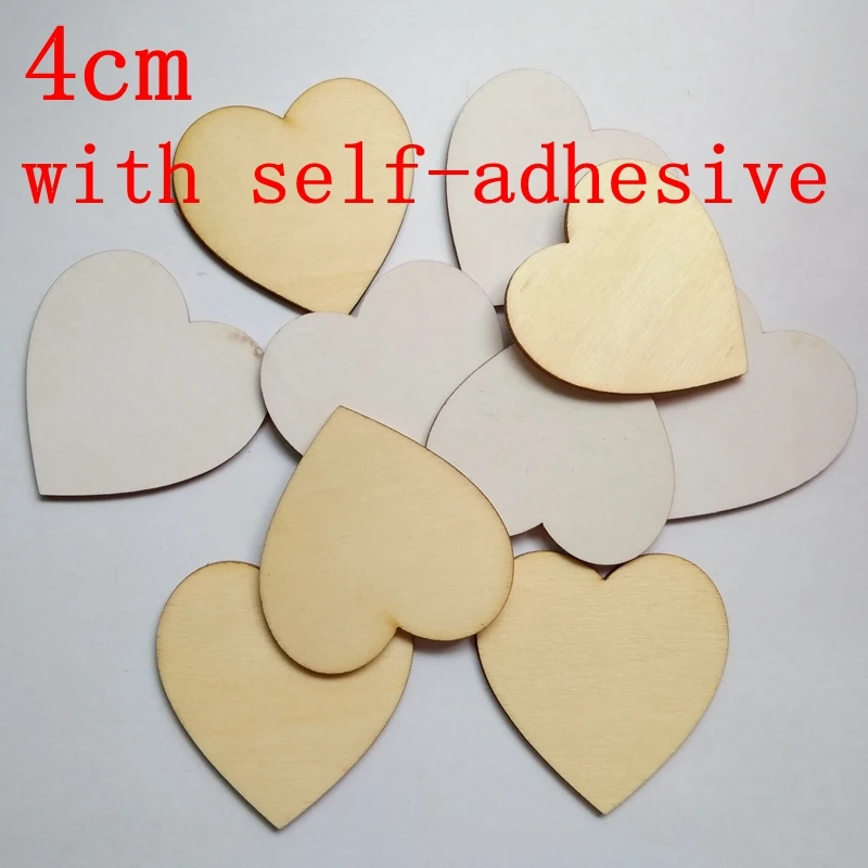 

50 шт./компл. (с самоклеящимися) 40 мм Пустые ярлыки из необработанного дерева в форме сердца, ручная штамповка, свадебные любимые ярлыки, верев...