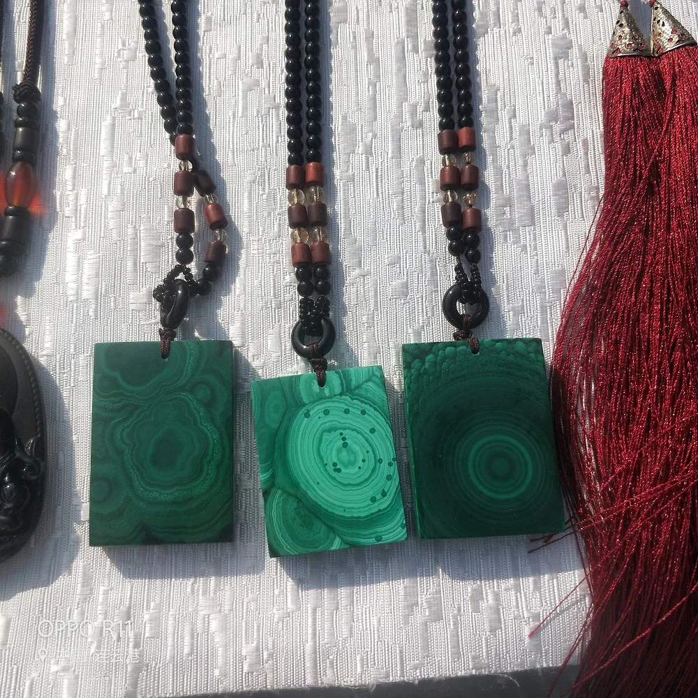 

45-50g Real Natural Malachite Necklace Pendant Jade Pendant Jade Jewelry Fine Jewelry Healing point beads Reiki Quartz
