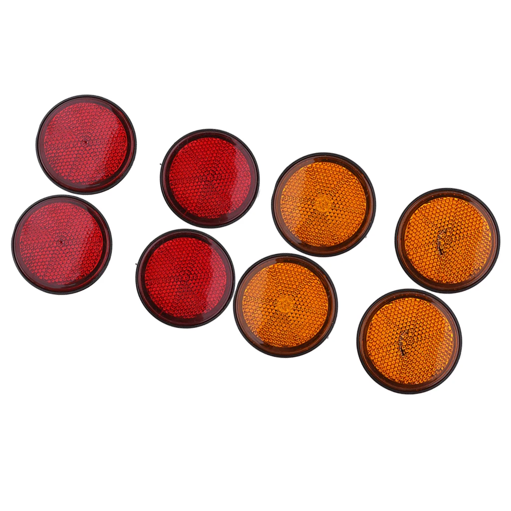 

8x Universal Motorcycle Plastic Round Reflective Reflector for ATV Scooter Dirt Bike Go Kart Moped Quad Bike 4 Wheeler RedOrange