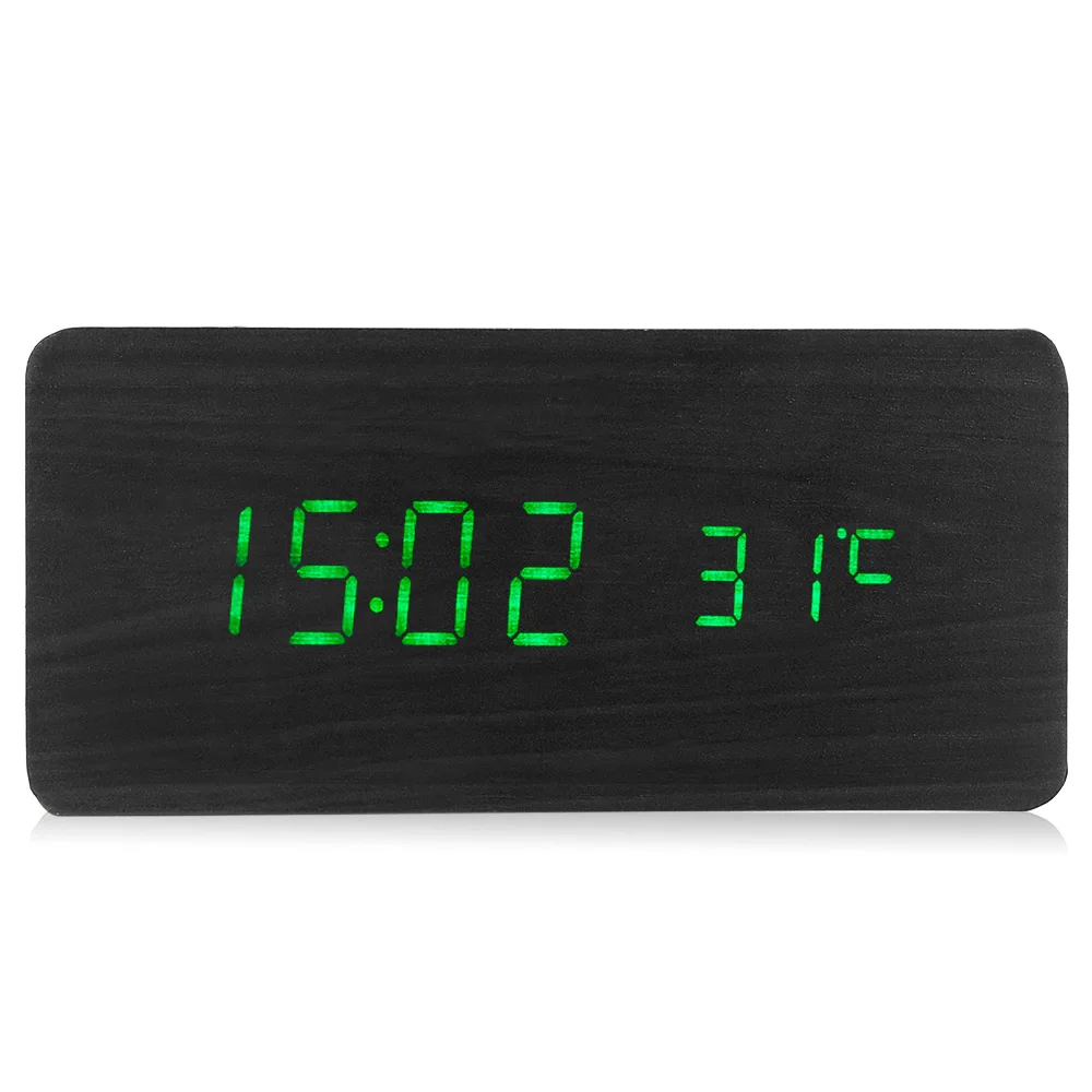 Синий/зеленый цифровой светодиодный Будильник контроль температуры звука