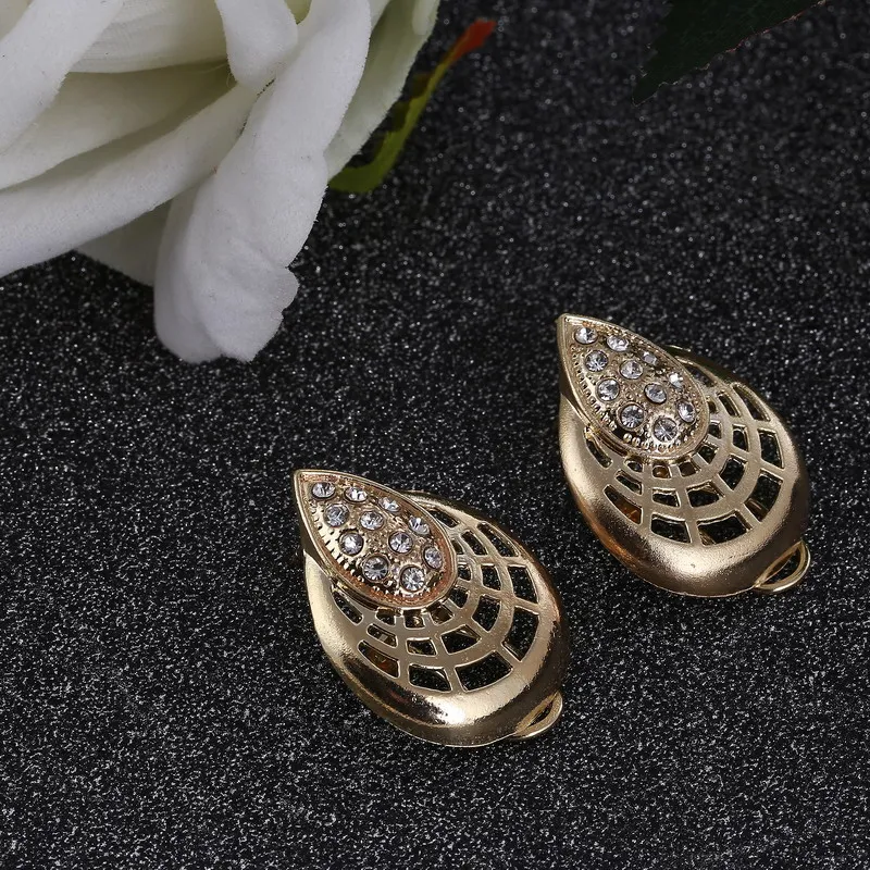 Свадебные золотые ювелирные наборы из Дубая ожерелье и браслет с кристаллами в