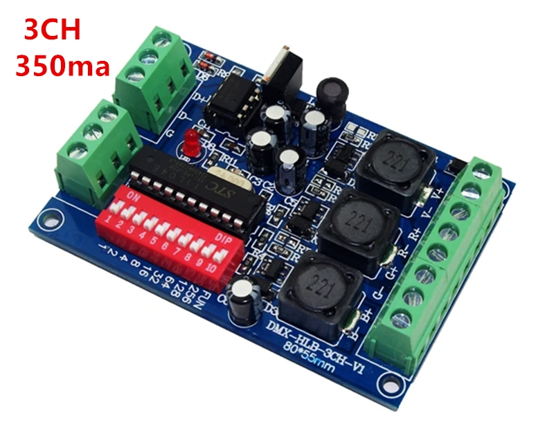DC5V 36V DMX HLB 3CH 350MA постоянного тока высокой мощности RGB DMX512 декодер светодиодный