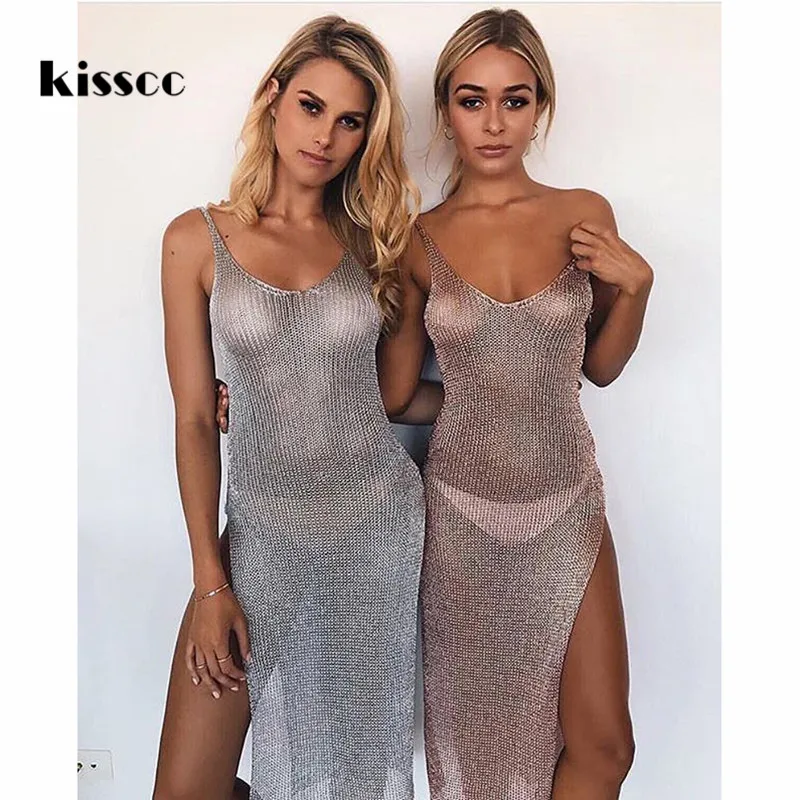 Сексуальное трикотажное пляжное платье с глубоким вырезом и открытой спиной