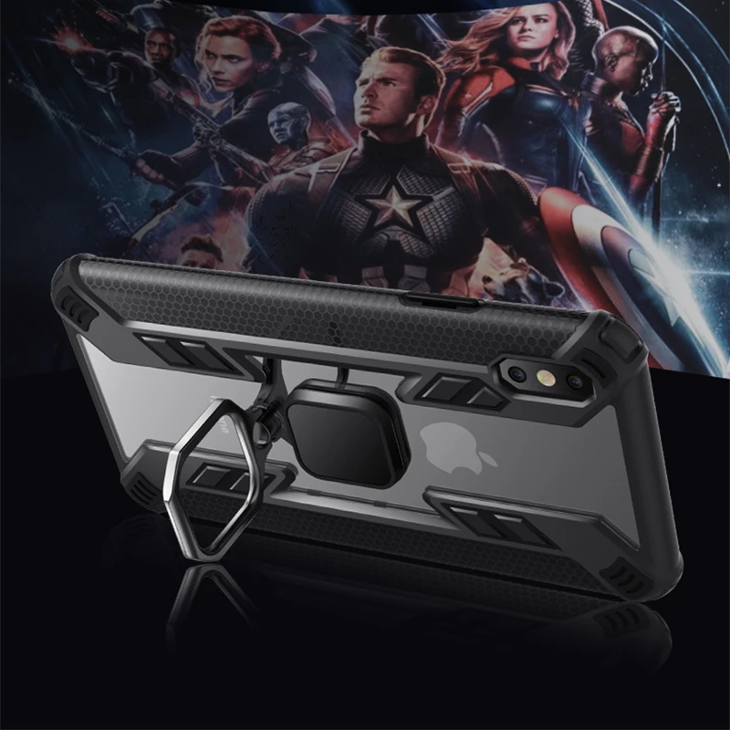 Противоударный чехол для iPhone 6 6S 7 8 Plus X XS Xs Max XR держатель кольца на палец прочный