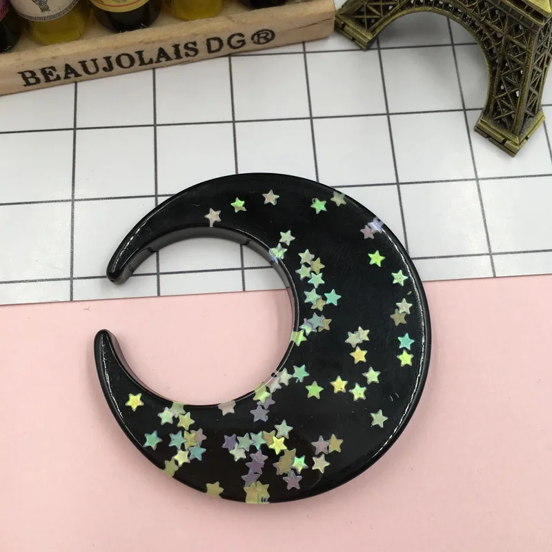 black 5 шт./лот из смолы очаровательны Красочные Kawaii Moon без отверстия для рукоделия, скрапбукинга, DIY(48*48 мм - Цвет: black