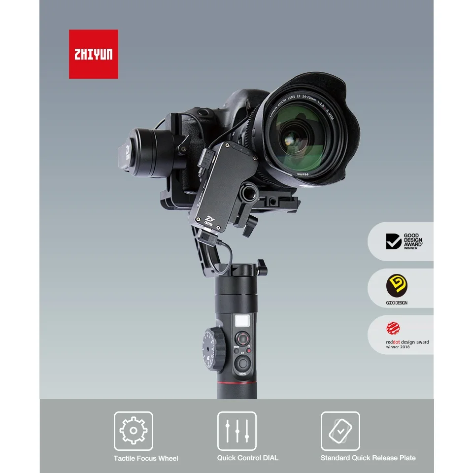 ZHIYUN Crane 2 карданный Стабилизатор Ручной для всех цифровых зеркальных камер Canon 5D2/3/4 с сервоприводом для непрерывного изменения фокусировки камеры