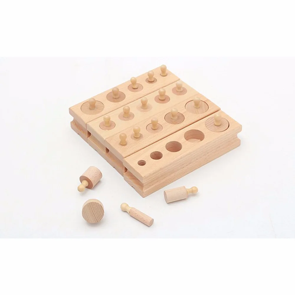 Детские развивающие деревянные игрушки Монтессори набор блоков цилиндров для