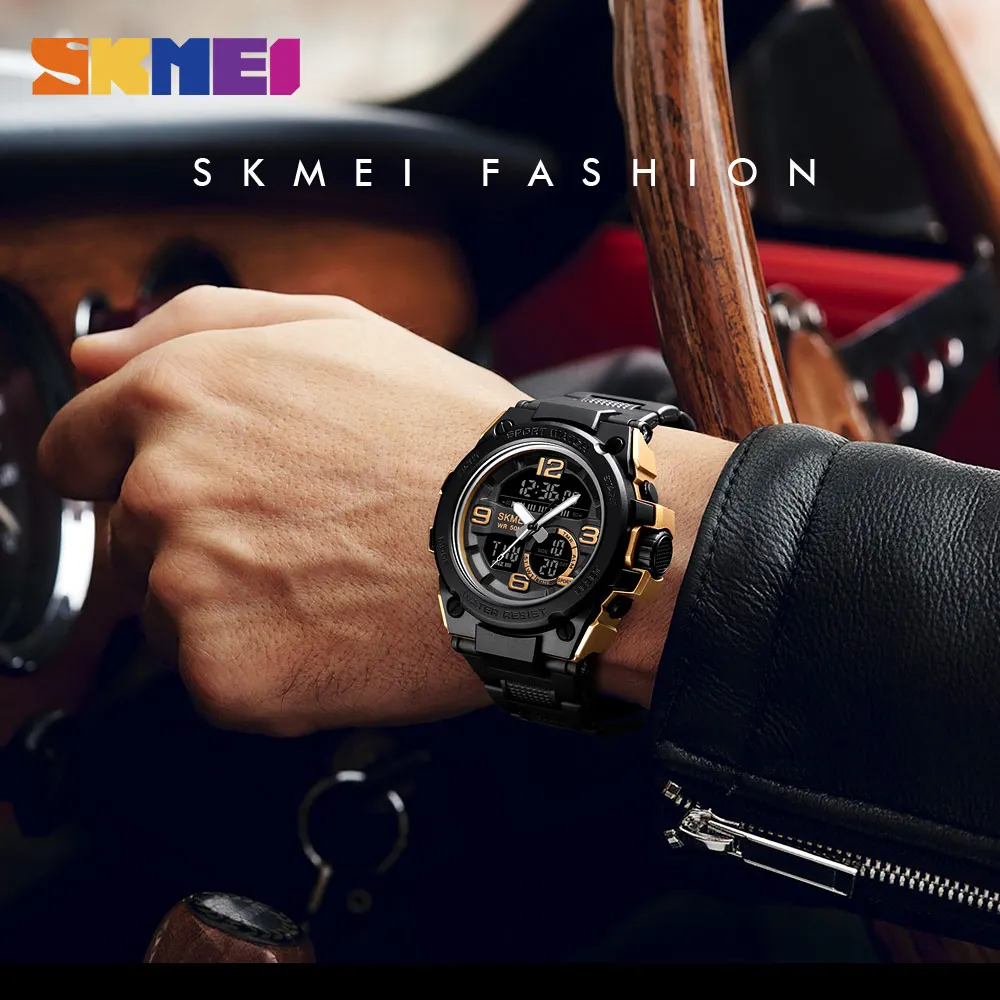 SKMEI 1452 Модные мужские Цифровые кварцевые наручные часы спортивные