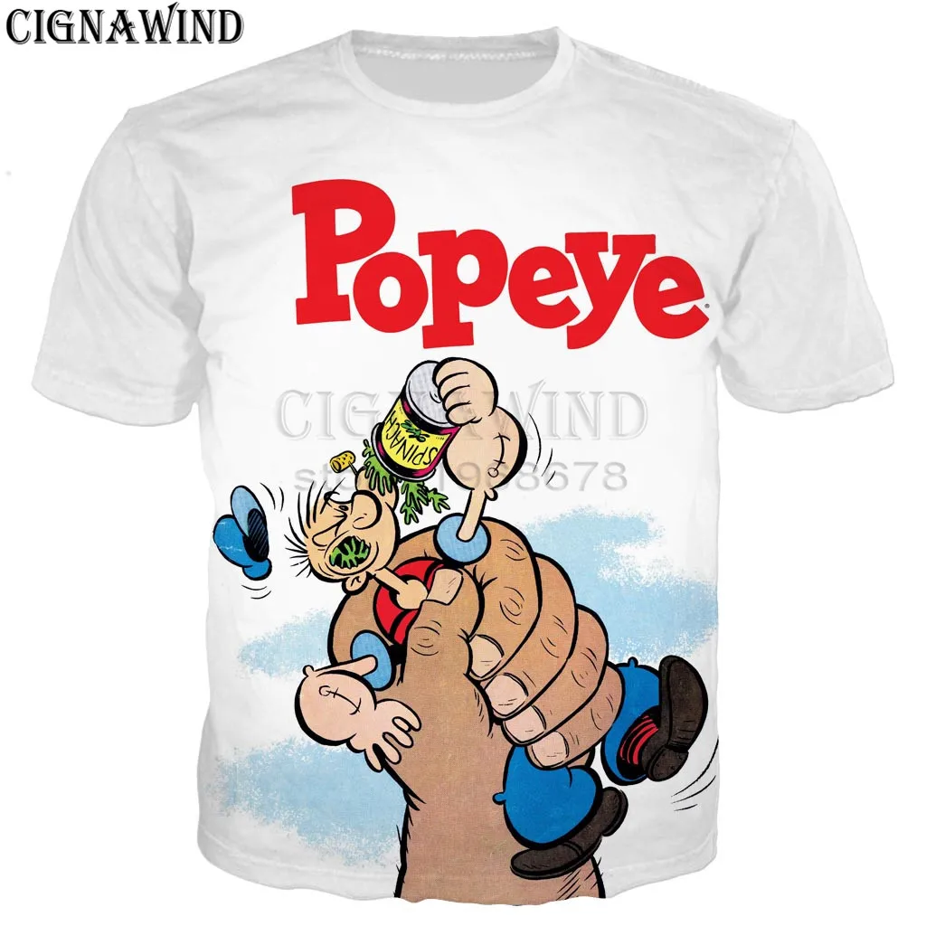 09 Модная дизайнерская футболка с мультяшным аниме Popeye для мужчин/женщин, футболки с 3D принтом, унисекс, футболка в стиле Харадзюку, уличная одежда, топы - Цвет: 09