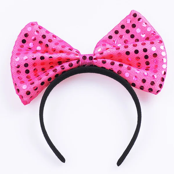 12 Dots Sequin Rose 12 шт. Микки Минни уши Роза ободки с блестками и бантом Хэллоуин День рождения холостяк детская вечеринка Девочки Мальчики мама аксессуары для волос - Цвет: 12 Dots Sequin Rose