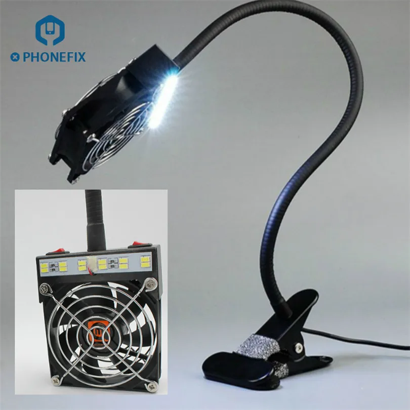 PHONEFIX паяльный дымоотводящий вентилятор со светодиодной подсветкой для паяльной