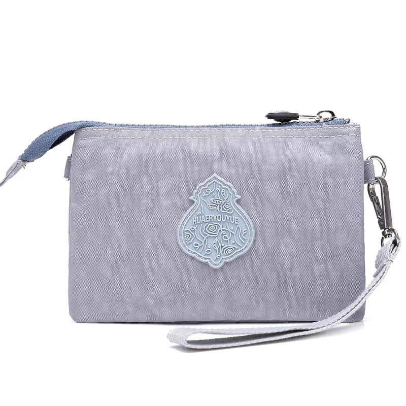 sliver grey Модные сумки через плечо для девушек, Женский нейлоновый кошелек, держатель для карт, высокое качество, водонепроницаемые женские маленькие сумки, кошелек для монет, дамские клатчи - Цвет: sliver grey