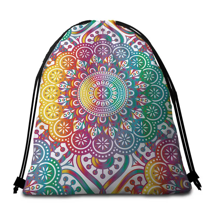 001 DoubleSide Bag BeddingOutlet, мандала, гобелен, разноцветный цветок, Круглый, пляжное полотенце, богемный принт, Toalla, солнцезащитное одеяло, девчачий Коврик для йоги, 150 см - Цвет: 001 DoubleSide Bag