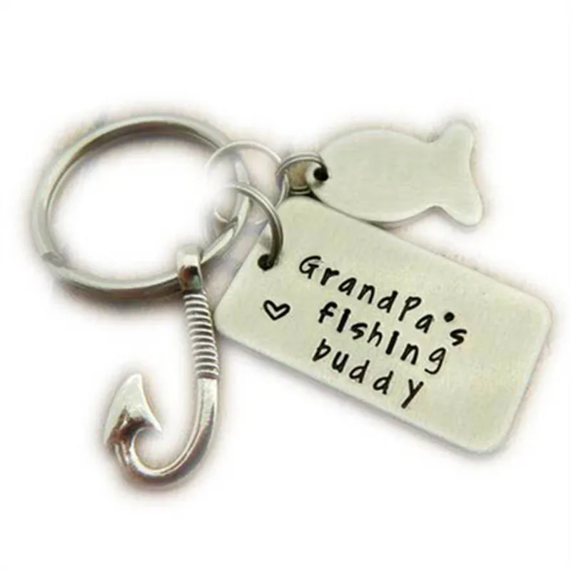 100pcs/lot Grandpa's fishing buddy Keychain Grandfather Gift Grandpa Fishing Key Chain Father's Day gift | Украшения и