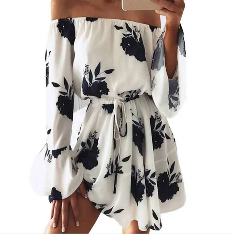 

Summer Women's Off-shoulder Floral Casual Party Cocktail Beach Short Mini Dress