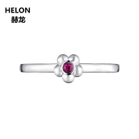 100% Natural Red Ruby Women Engagement Ring Solid 14k White Gold Wedding Anniversary Band Flower Fine Jewelry