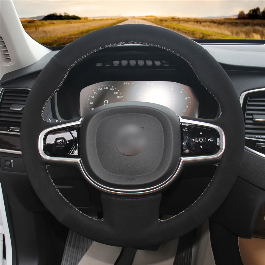 MEWANT черный замшевый чехол рулевого колеса автомобиля для Volvo XC90