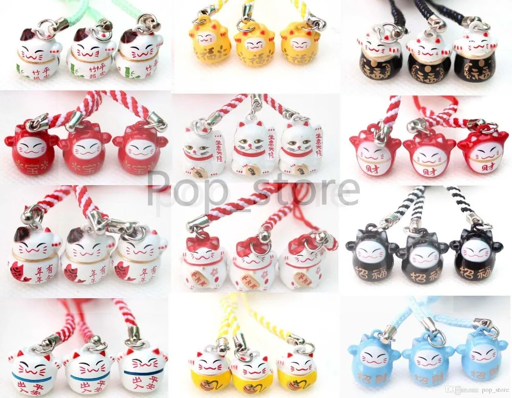 Прямая продажа с фабрики 100 шт Различные цвета милые Манеки Неко Lucky Cat Bell