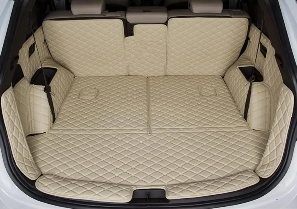 fiber leather car trunk mat for hyundai santa fe 2013 2014 2015 2016 2017 2018 3rd generation accessories | Автомобили и