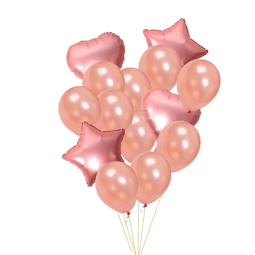 rose gold 1 14 шт Смешанные шары с золотыми Конфетти День рождения украшения фольги металлический шар воздушный шар на день рождения джунгли вечерние украшения - Color: rose gold 1
