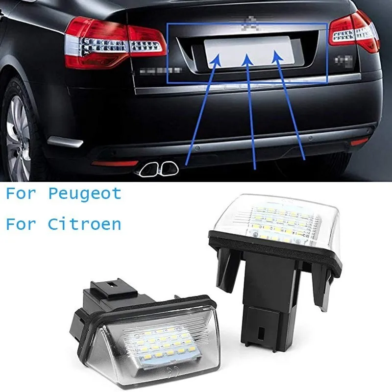 2X без ошибок светодиодный светильник заднего номерного знака Лампы для peugeot 206 207