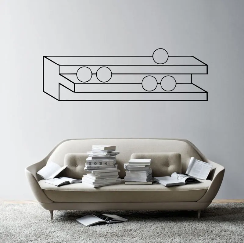 

Optical illusion, frame and spherical vinyl wall applique geometric minimalist art living room bedroom wall decoration SJ05