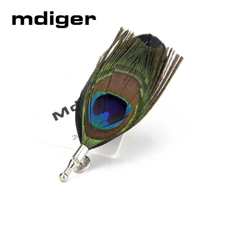 Mdiger Мужская брошь на костюмы черные перо этикетка булавки букет бутоньерка