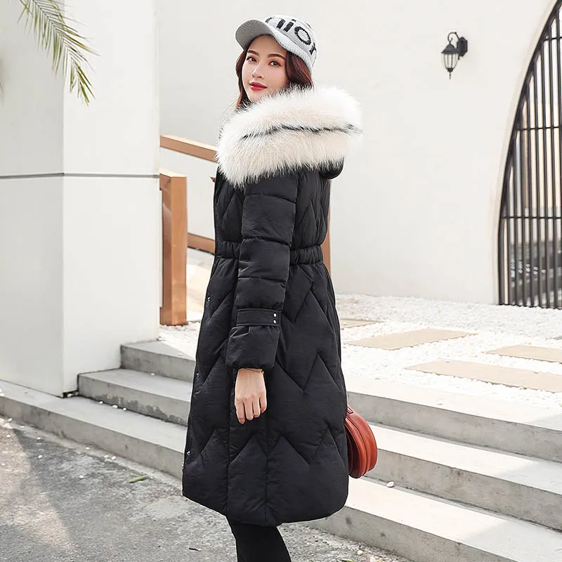 Winter parkas jackets new women's coats elegant fashion fur collar hooded thick long jacket winter snow coat parkas jackets