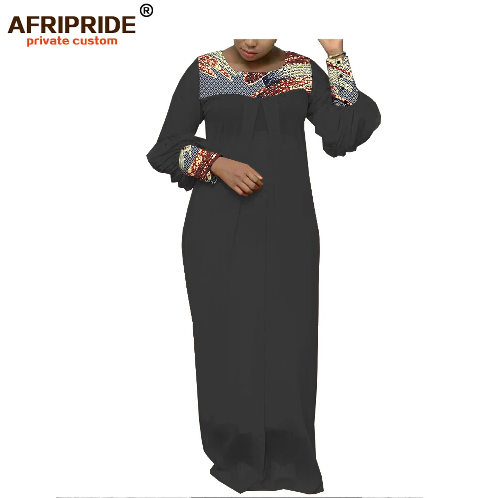 Весеннее и осеннее Африканское женское платье AFRIPRIDE, изготовленное на заказ, длинный рукав, длина до пола, женское Хлопковое платье A1825095 - Цвет: 313J