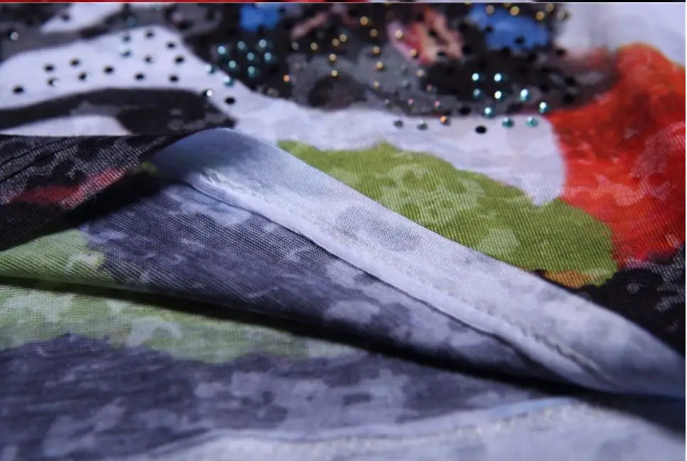 

plus size 5XL!summer new fashion diamond print red butterfly silk women short-sleeved T-shirt tops