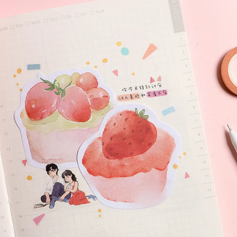 30 шт./лот милые самоклеящиеся клейкие заметки с изображением торта десерта