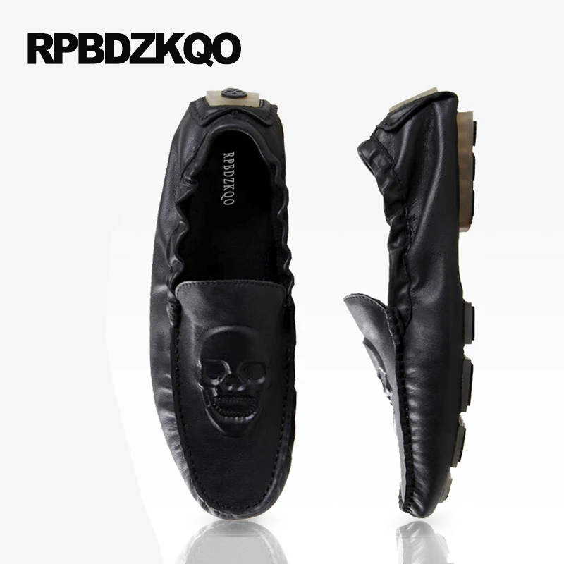 White Spring Driving Blue Chic Slip On 2021 New Men Flats Orange Comfort Moccasins Shoes Green Printed Breathable Skull Loafers | Обувь