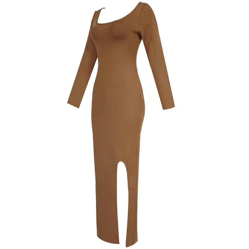 Однотонные открытые пикантные Длинные рукава Макси длинное облегающее платье 2019