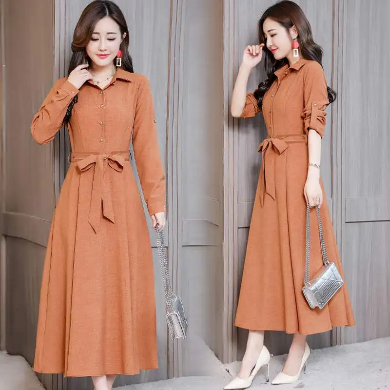 Женское платье 2020 модное весеннее осеннее Новое тонкое женское длинное