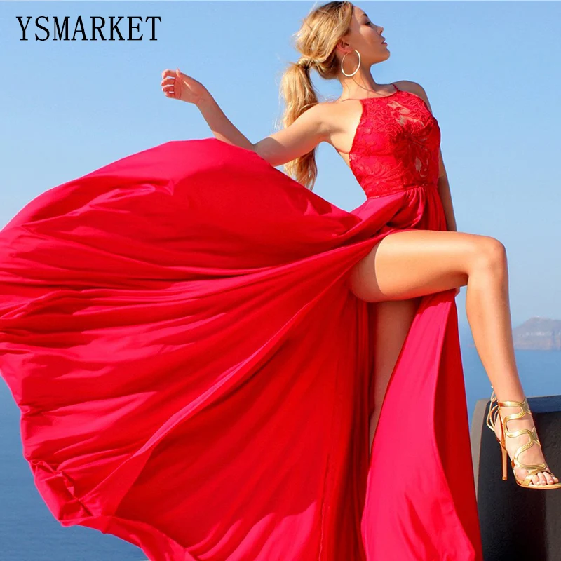 YSMARKET летнее модное кружевное платье женское белое длинное сексуальная женская