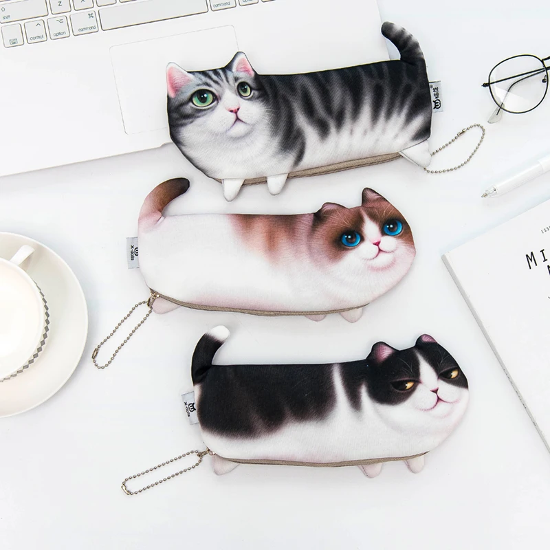 Креативные Пеналы детская ручка с фигуркой кошки сумка школьные офисные