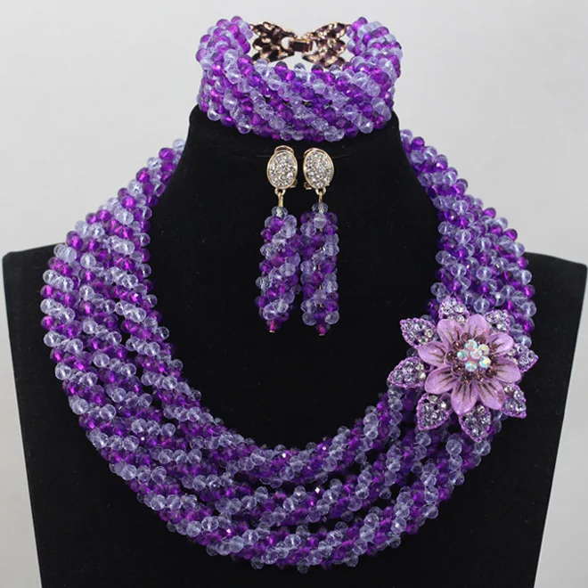 Модные подвески Фиолетовый и сиреневый свадебный набор ювелирных изделий