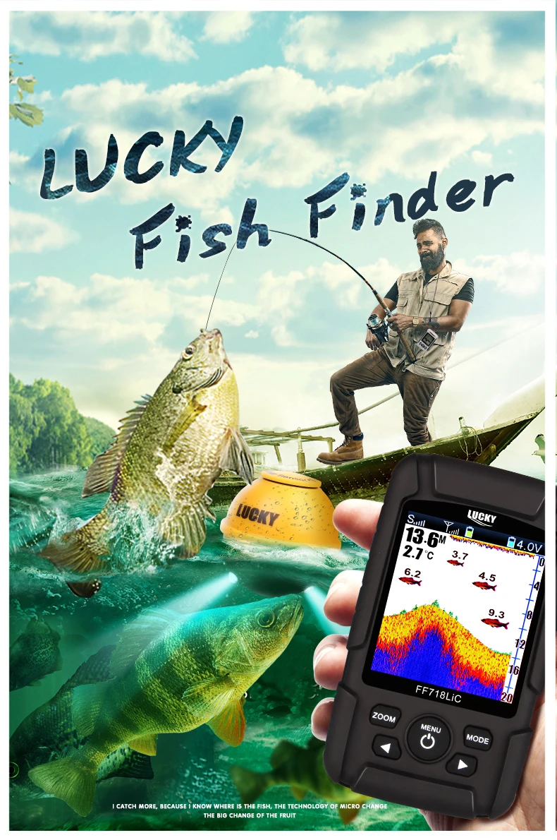 Lucky fishing finder, ff718lic-wla, эхолот для подводная камера для рыбалки, эхолот, эхолот 45 м/147 футов, эхолот