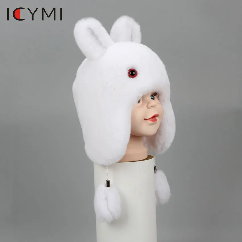 

ICYMI New Russian Fur Hat Winter Boys Girls Real Rabbit Hat Children Earmuffs Warm Fur Bomber Hats With Big Ear Rabbit Fur Caps