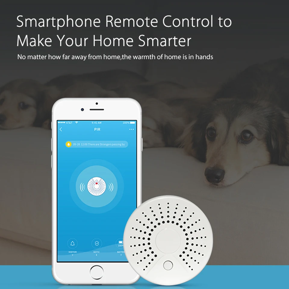 Интеллектуальная беспроводная (Wi Fi) пожарная сигнализация дыма Сенсор