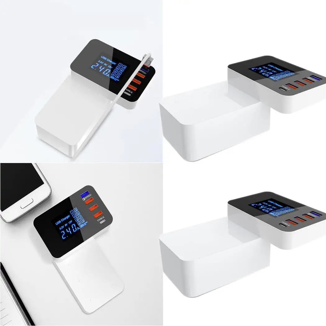 Быстрая смарт зарядка со светодиодным дисплеем несколько USB QC3.0 адаптер