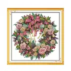 11CT 14CT игла для вышивки крестом, вышивка тканью, полный набор для вышивки, роза, венок, Ручное шитье, украшение