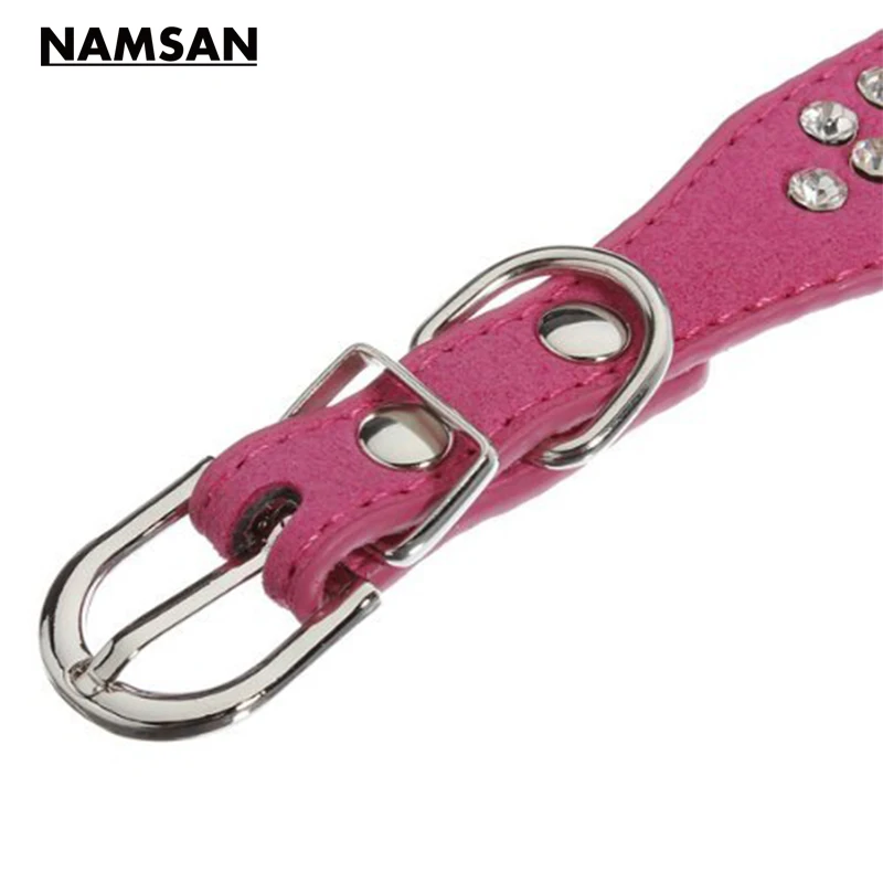 Намсан Щенок Pet собачка Товары для кошек кожа Воротники Ожерелья мужчин с Bling Crystal