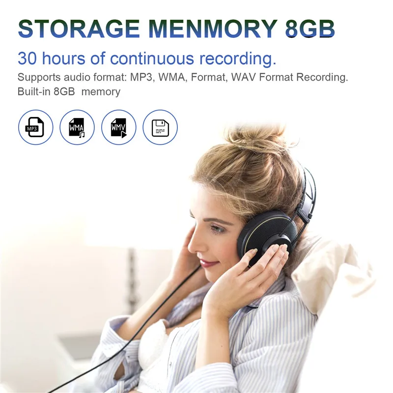8 ГБ мини аудио диктофон USB Flash Профессиональный цифровой HD диктофон записывающая ручка Denoise MP3 музыкальный плеер на большие расстояния